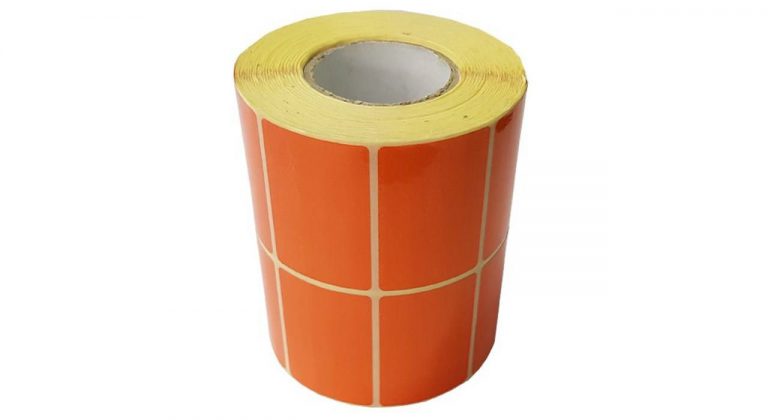 لیبل PVC 34mm*51mm نارنجی- سه هزار عددی